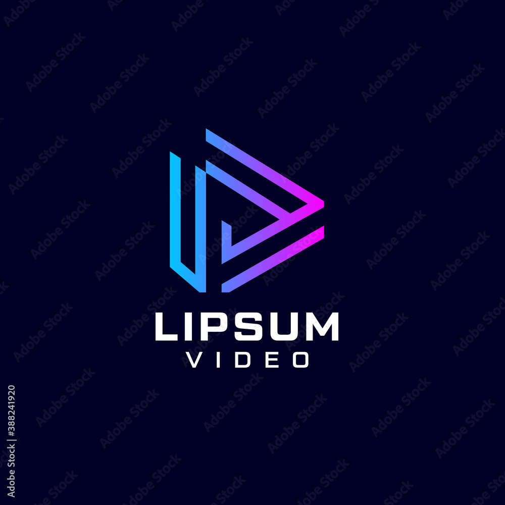 Modern Monoline Play Video Logo Design Modern Monoline Play Video Logo Design