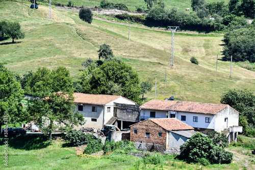 village in the mountains, photo as a background , in principado de asturias, spain europe photo