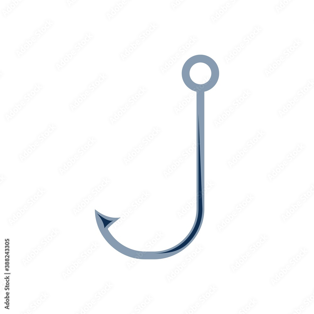 Fishhook Flat Icon Vector Logo Template Illustration