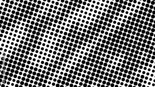 Minimal black and white monochrome halftone background. Circles of various diameters with a spot and stripe effect. Vector illustration.