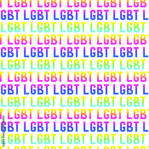 Seamless vector pixel lgbt pattern. Multicolor rainbow diagonal signs on dark background. 10 eps design.