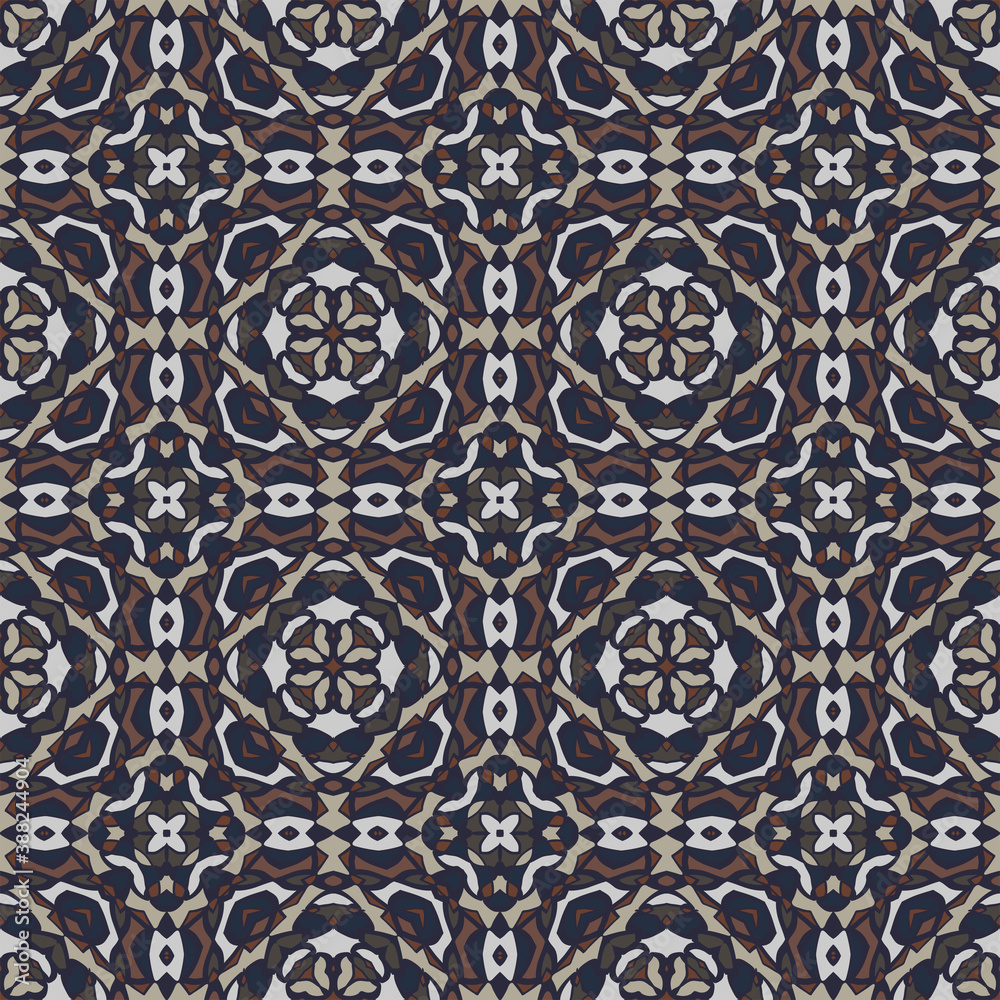 Creative color abstract geometric pattern in brown blue gray, vector seamless, can be used for printing onto fabric, interior, design, textile, pillow, carpet, tiles. Creative color abstract geometric pattern in brown blue gray, vector seamless, can be used for printing onto fabric, interior, design, textile, pillow, carpet, tiles.