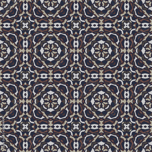 Creative color abstract geometric pattern in brown blue gray  vector seamless  can be used for printing onto fabric  interior  design  textile  pillow  carpet  tiles.