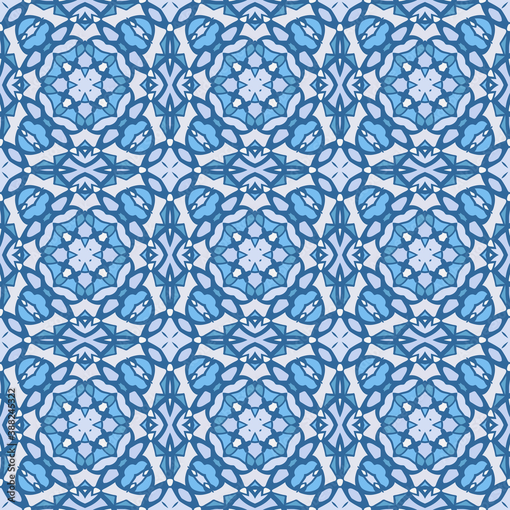 Creative color abstract geometric pattern in white gray blue, vector seamless, can be used for printing onto fabric, interior, design, textile, pillow, carpet, tiles.