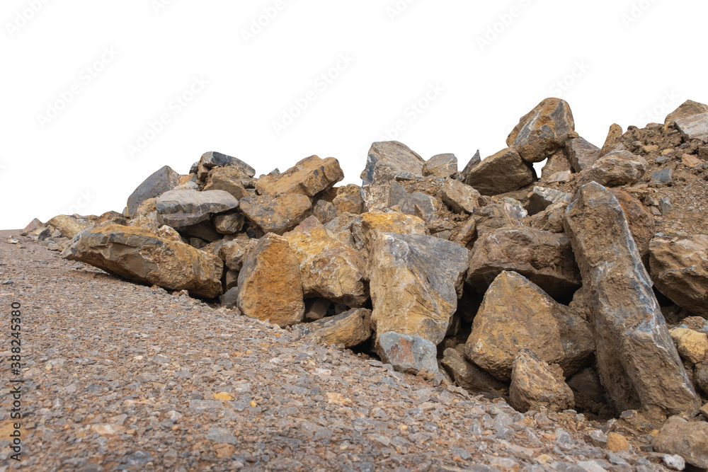 stone pile and ground isolated on white background with clipping path stone pile and ground isolated on white background with clipping path