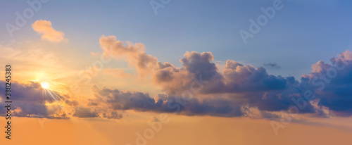 Fototapeta Naklejka Na Ścianę i Meble -  Large Panorama of  Sunset  Sunrise Sundown Sky with colorful clouds