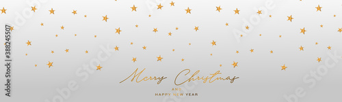 Merry Christmas and a Happy New Year banner or header. Simple luxurious design. Winter holidays concept. Vector illustration.