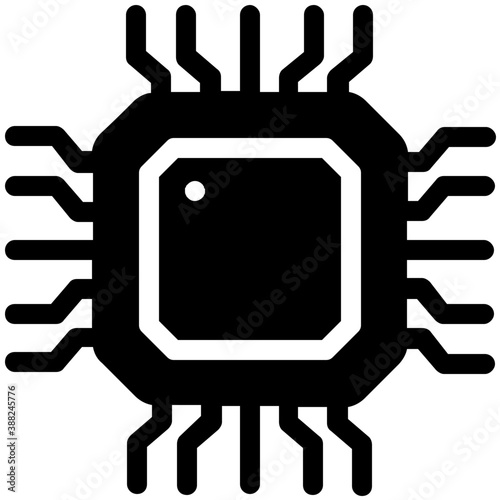 
Integrated circuits of microprocessor flat vector icon 
