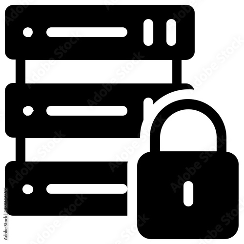 
Server rack with padlock symbolising server security concept
