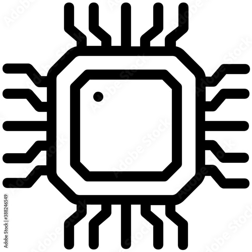 
Integrated circuits of microprocessor flat vector icon 
