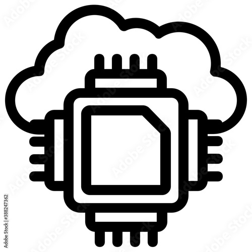 
Cloud with microprocessor chip symbolising cloud computing concept 
