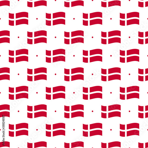 Denmark flags and dots vector seamless pattern background for Flag Day and other danish national holidays.
