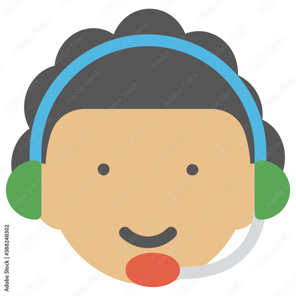 
Headphone with mic symbolises audio call or disco jockey 
