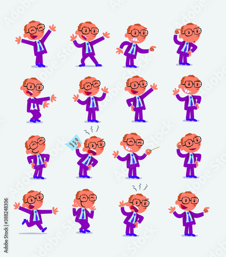 Cartoon character businessman in smart casual style. Set with different postures, attitudes and poses, doing different activities in isolated vector illustrations. © David
