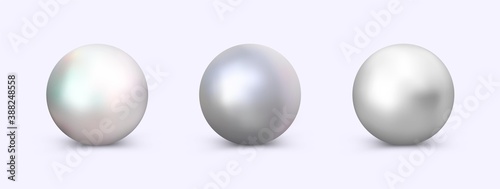Pearl vector set for use in logo or decoration. Vector realistic clipart.