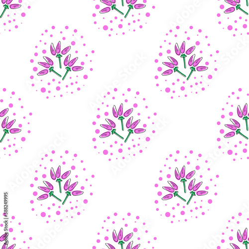 Vector seamless pattern with pink flowers on a white background. Use in fabric  wrapping paper  wallpaper  bags  clothes  dishes  cases on smartphones and tablets.