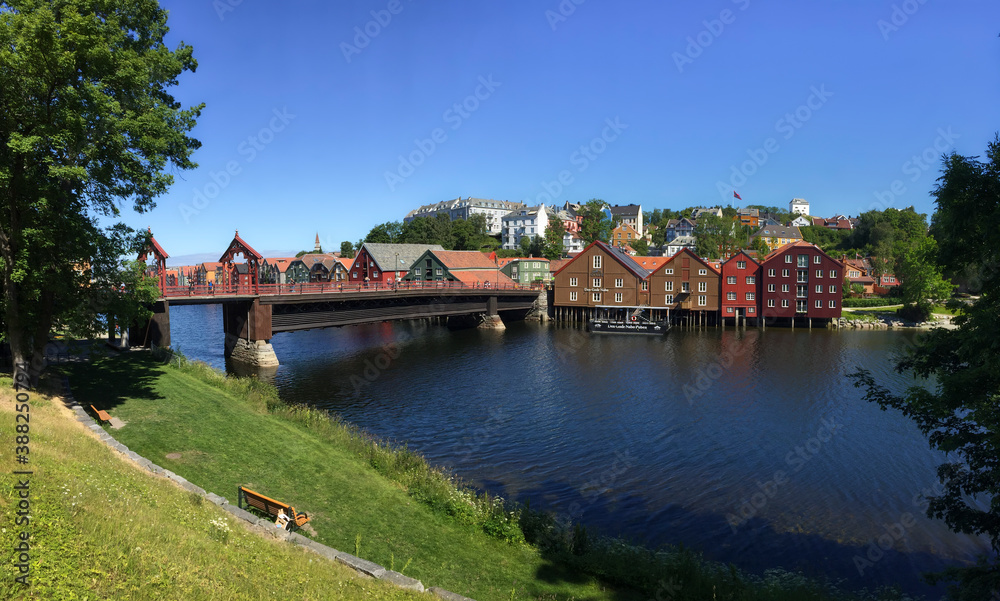 A panoramic view at the old town of Trondheim