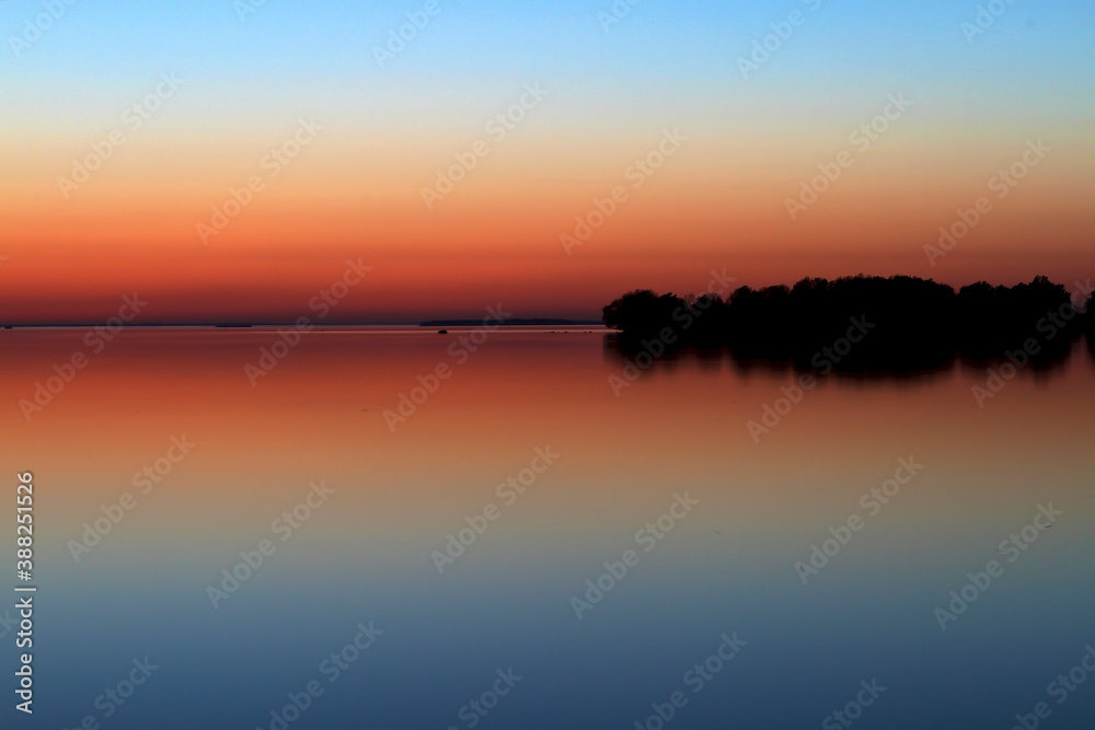 Evening sky over lake Vattern in Sweden