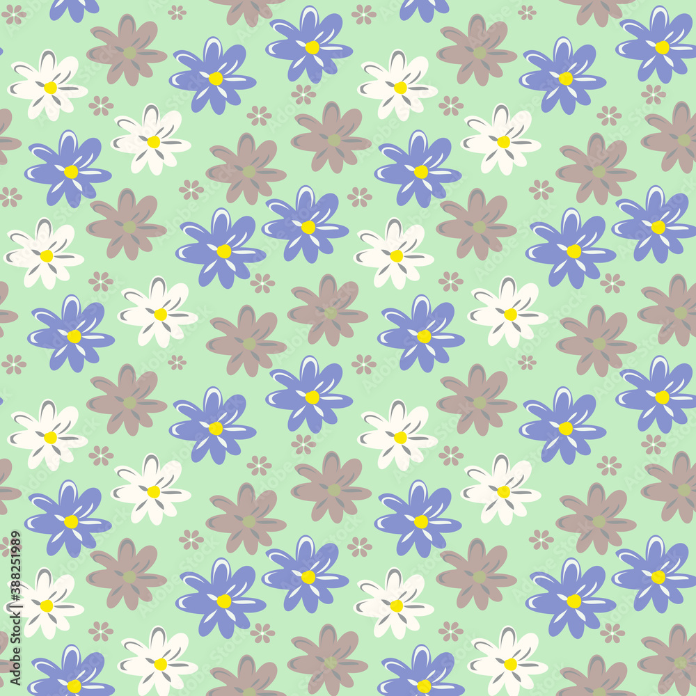 seamless vector flowers pattern on  background