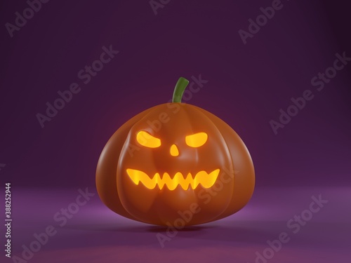 3d rendering - Happy Halloween pumpkin or party invitation background, Minimal concept.