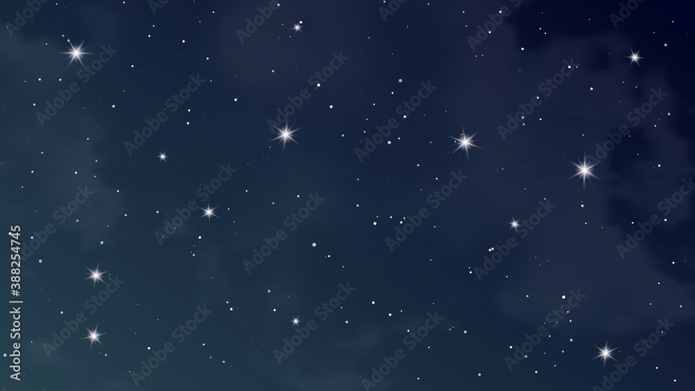 Fototapeta premium Night sky with clouds and many stars