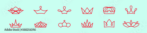 set of crown cartoon icon design template with various models. vector illustration isolated on blue background