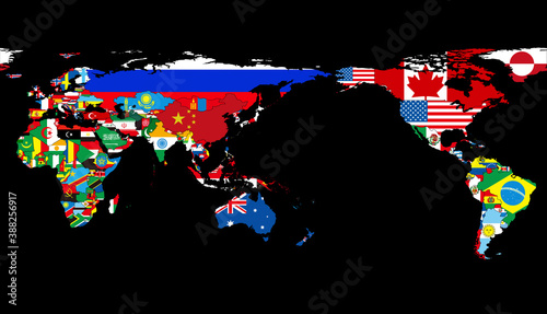 国旗で出来た地図