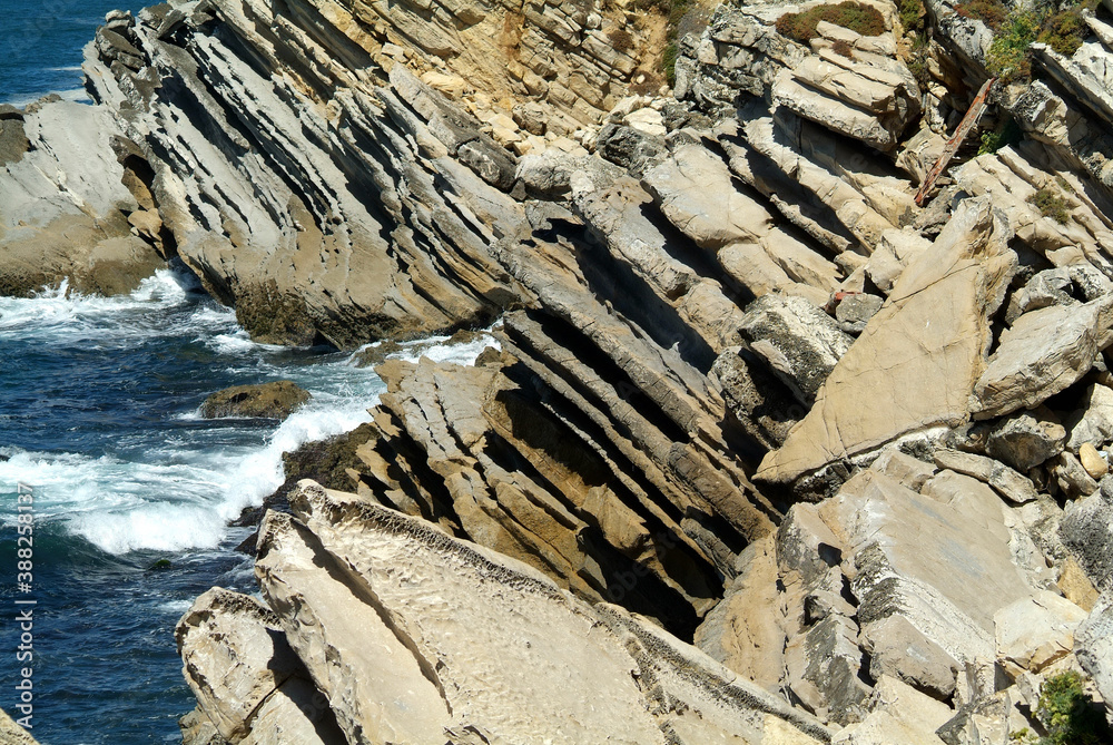 Rough cliffs on the Atlantic west coast near Peniche, Centro Rough cliffs on the Atlantic west coast near Peniche, Centro