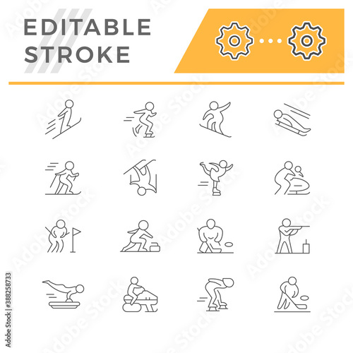Set line icons of winter sport