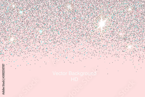 Sparkling falling silver HD dust.Vector horizontal background with glitter and space for text.