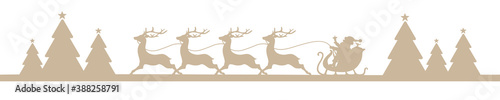 Banner Fahrender Weihnachtsschlitten Im Wald Beige