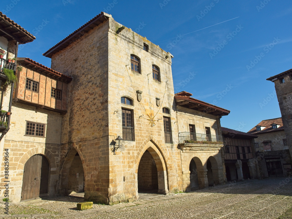 Set of historical buildings in the Plaza de la Villa in Santillana del Mar