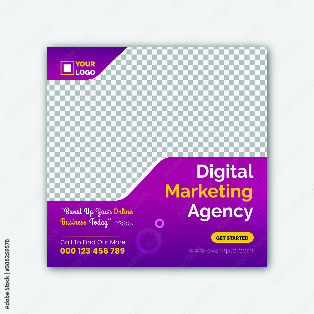 Digital business marketing social media square banner