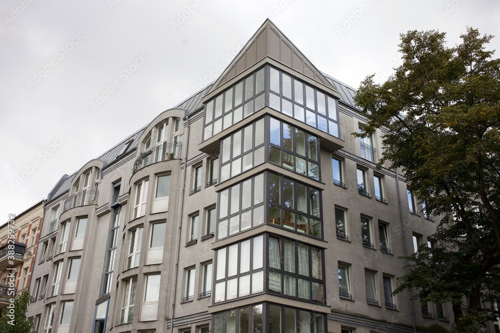 Architecture in Berlin, grey and glass, modern style