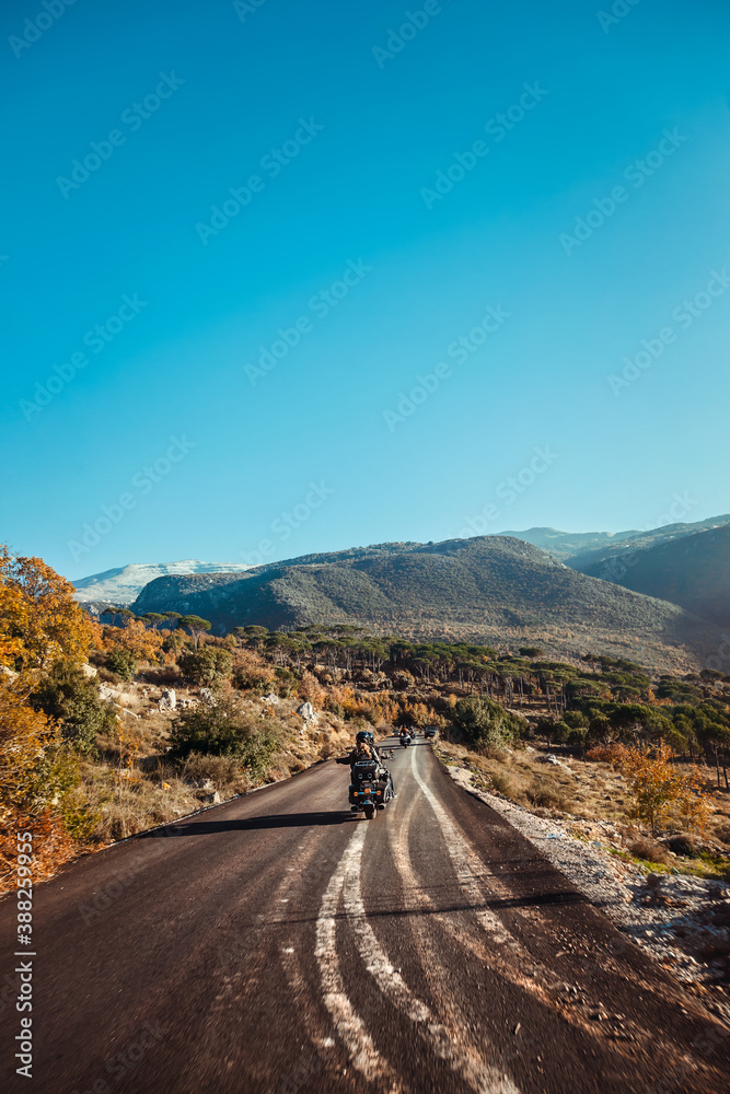 Bikers on the Mountainous Road