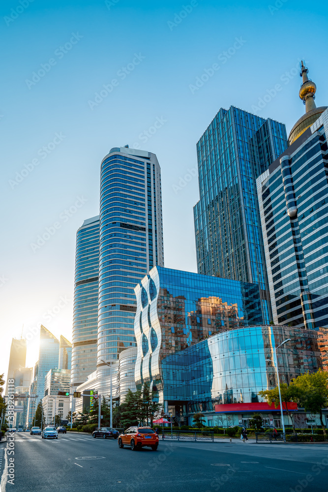 Obraz premium High rise building landscape of Qingdao City Street