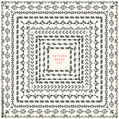 Set of vector decorative frames and pattern brushes
