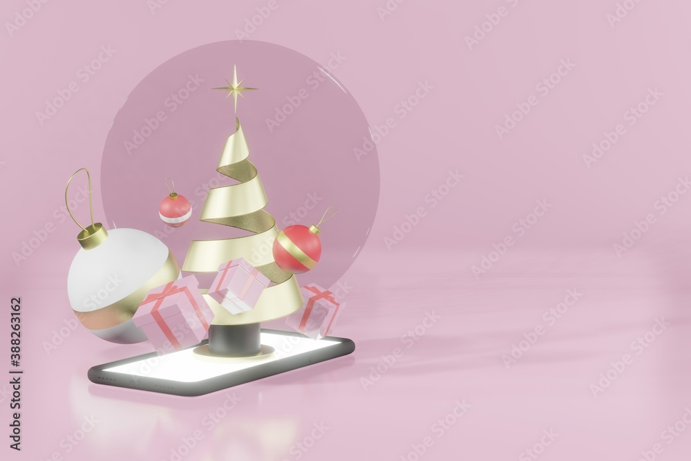 3d rendering christmas empty template space mockup for product placement- online shopping