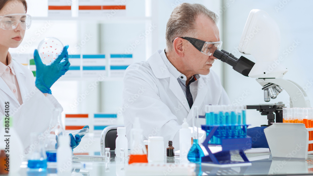 close up. scientists conduct research in the laboratory . close up. scientists conduct research in the laboratory .