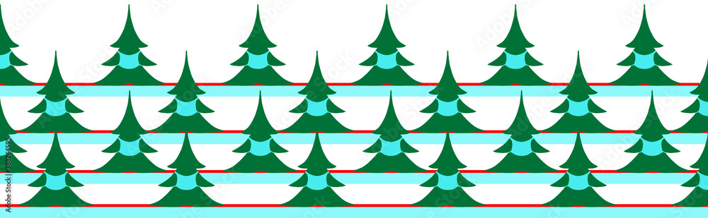Banner with Christmas trees in medical masks illustration.