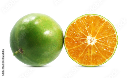 Calamansi or Green orange fruits isolated on white background