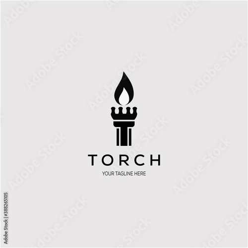 Vintage silhouette torch logo vector illustration design