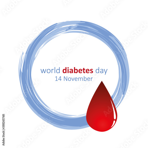 blue circle and finger with blood drop world diabetes day 14 november vector illustration EPS10