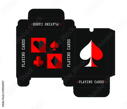 Illustration depicting the design of a box for playing cards in a modern style.