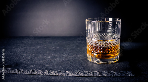 Photography glass of whiskey