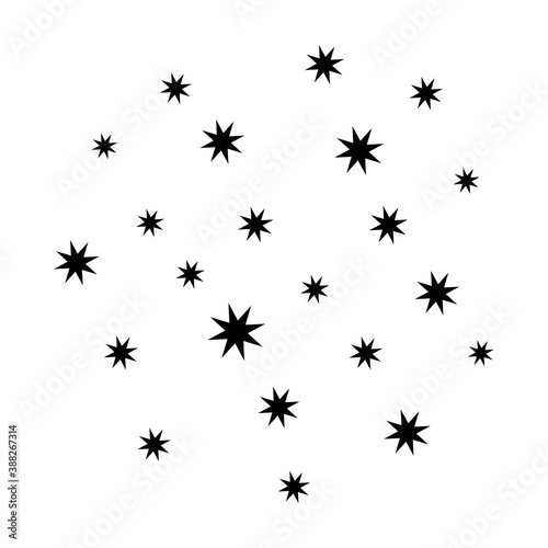 Minimal sparkles isolated on white. Black vector stars. Vector illustration © IRYNA