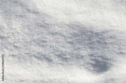 Abstract snowy background. Snow texture, selective focus