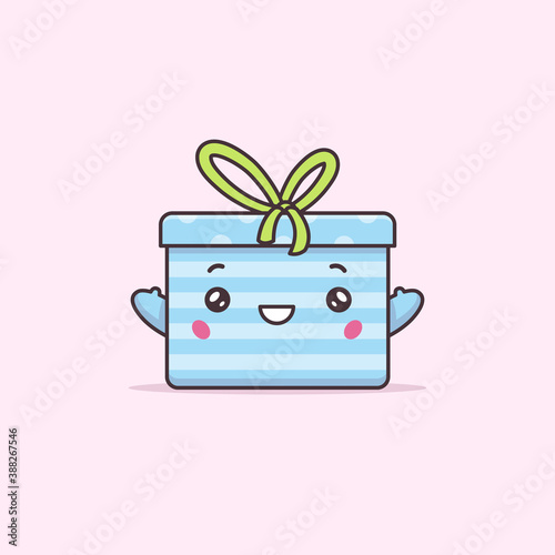 Christmas present / gift box kawaii cartoon character vector illustration