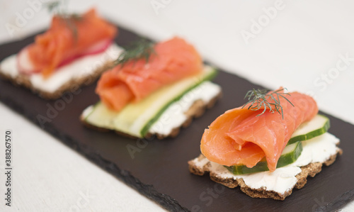 Canapes with salmon