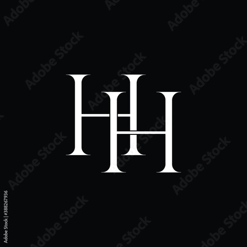Initial Logo Letter HH Monogram in Black and White.